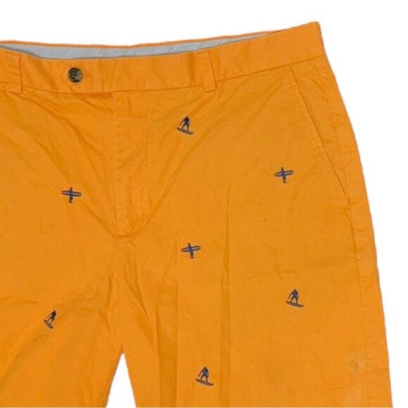 Brooks Brothers 346 Embroidered Chino Shorts Orange Surfer Preppy Coastal Sz38 - Picture 3 of 4